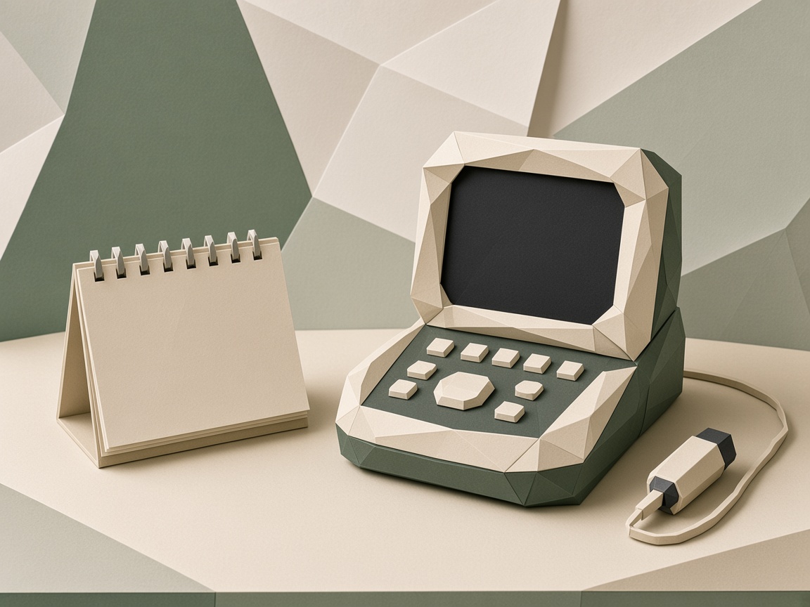 Gebelik takibini anlatan geometrik çizim: ultrason ve takvim